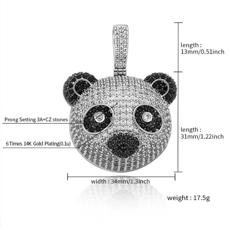 Iced Out Cute Panda Head Pendant