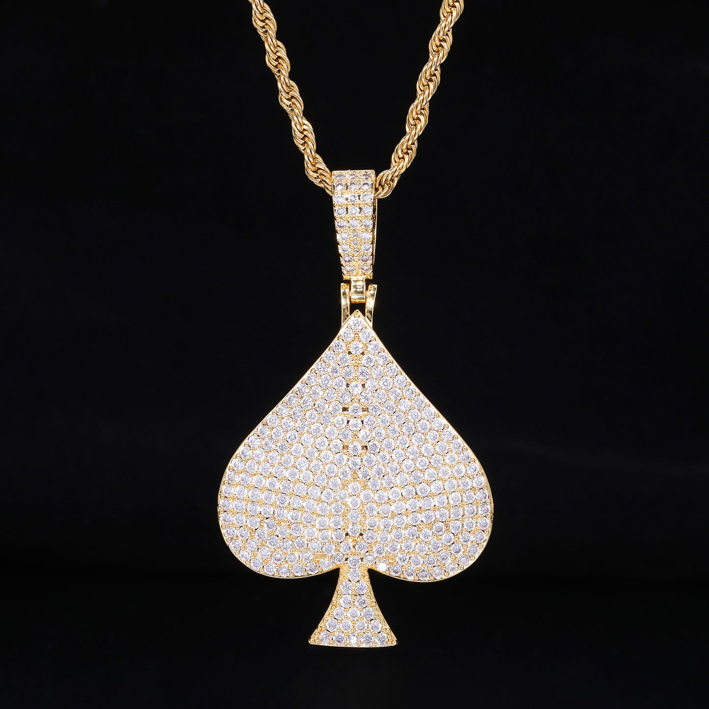 Iced Out Two-tone Aces Spade Pendant