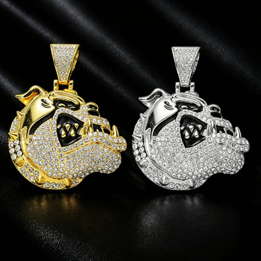 Iced Out Bulldog Head Pendant