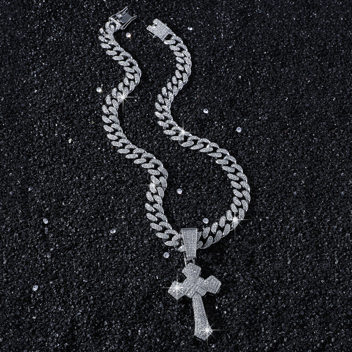 Iced Out Cross Pendant in Gold