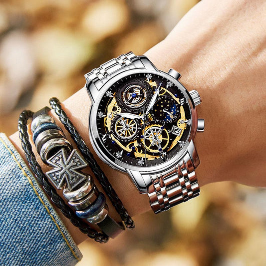 40mm Stainless Steel Waterproof Luminous Date Quartz Watch