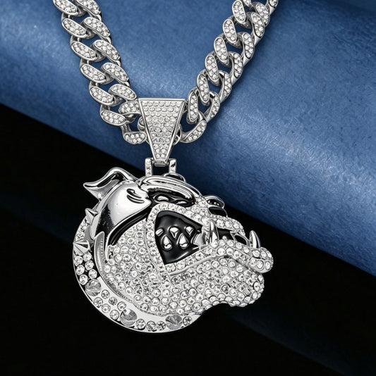 Iced Out Bulldog Head Pendant