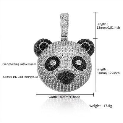 Iced Out Cute Panda Head Pendant