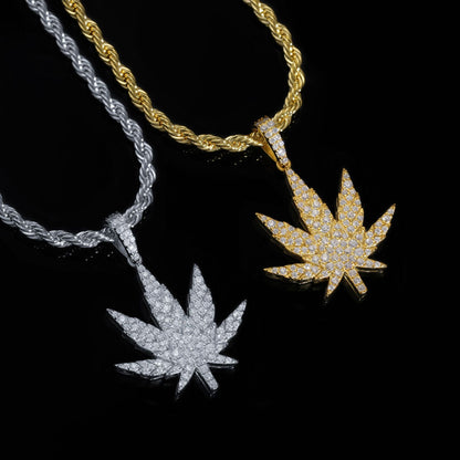 Iced Out Maple Leaf Pendant