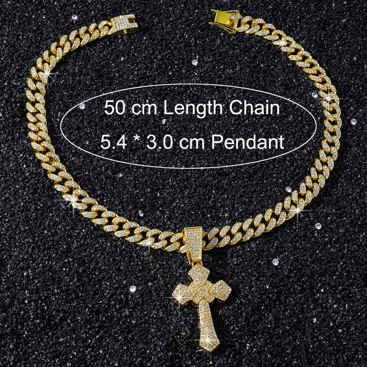 Iced Out Cross Pendant in Gold