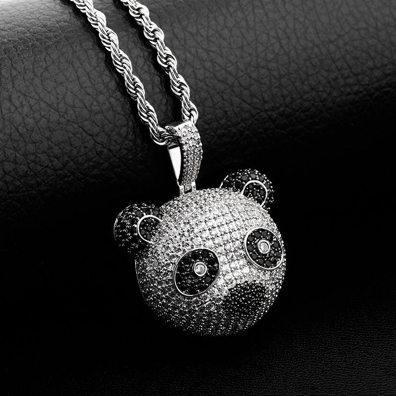 Iced Out Cute Panda Head Pendant