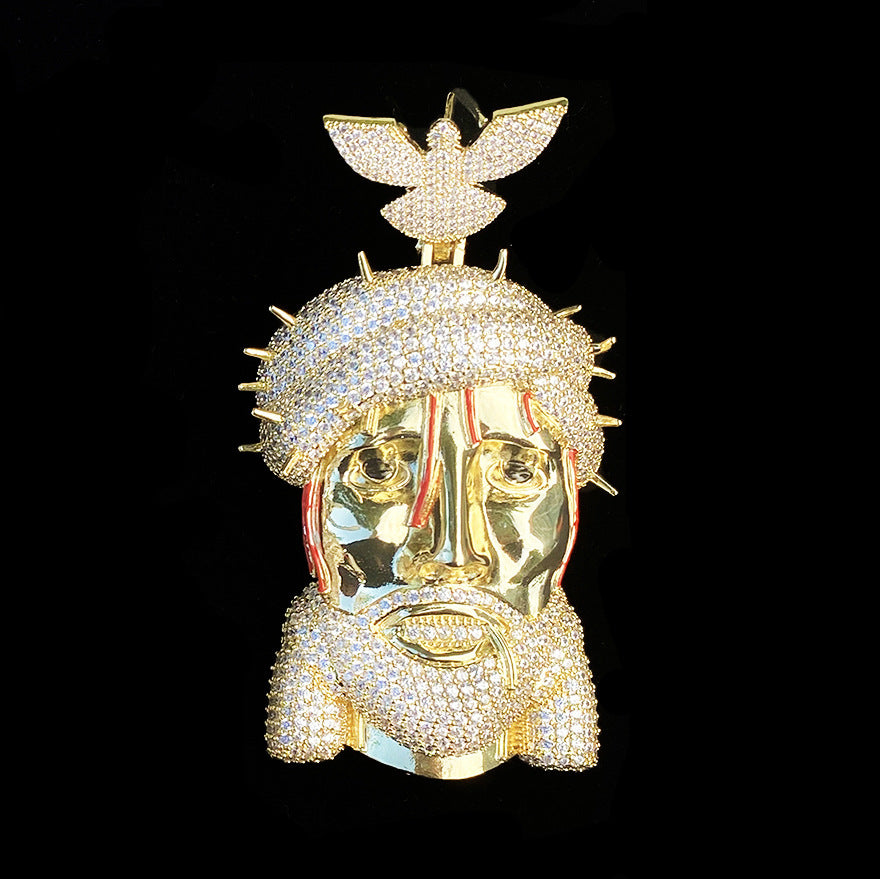Iced Jesus Pendant with Dove Clasp