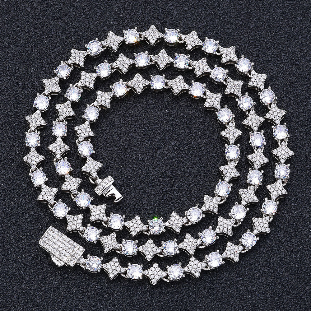 6mm Iced Out Star Tennis Chain and Bracelet Set