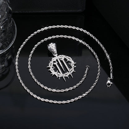Micro Paved Crown Of Thorns With Nails Pendant