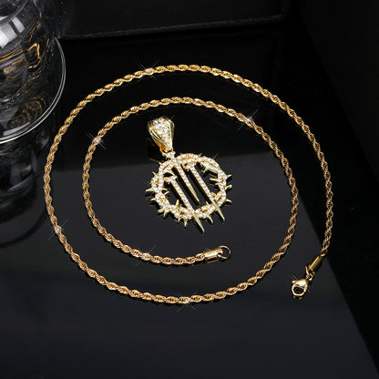 Micro Paved Crown Of Thorns With Nails Pendant