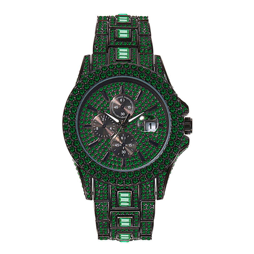 Iced Purple Round Cut Luminous Men's Watch