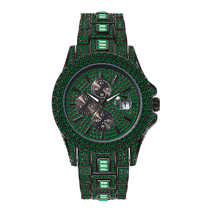 Iced Purple Round Cut Luminous Men's Watch