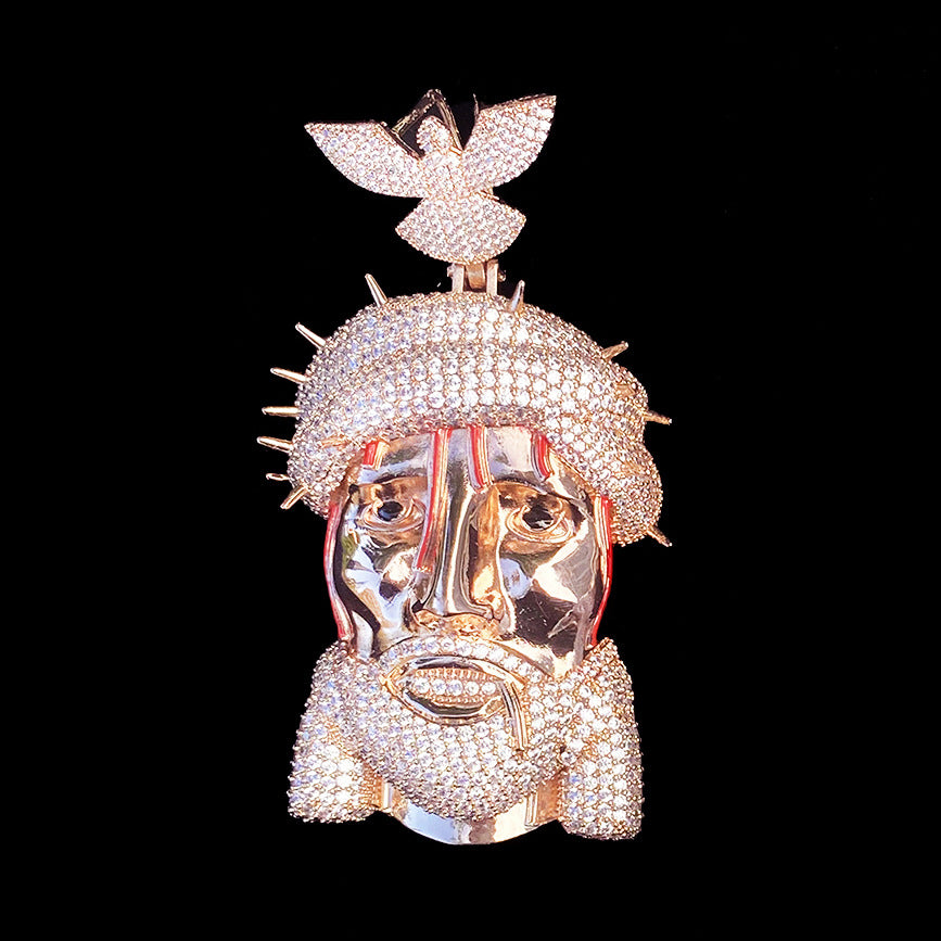 Iced Jesus Pendant with Dove Clasp
