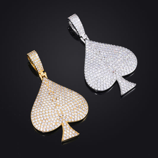 Iced Out Two-tone Aces Spade Pendant