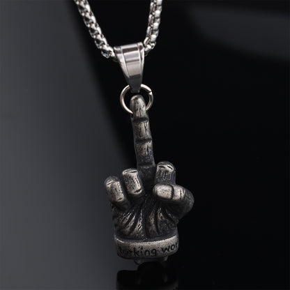 Middle Finger Gesture Hand Stainless Steel Pendant