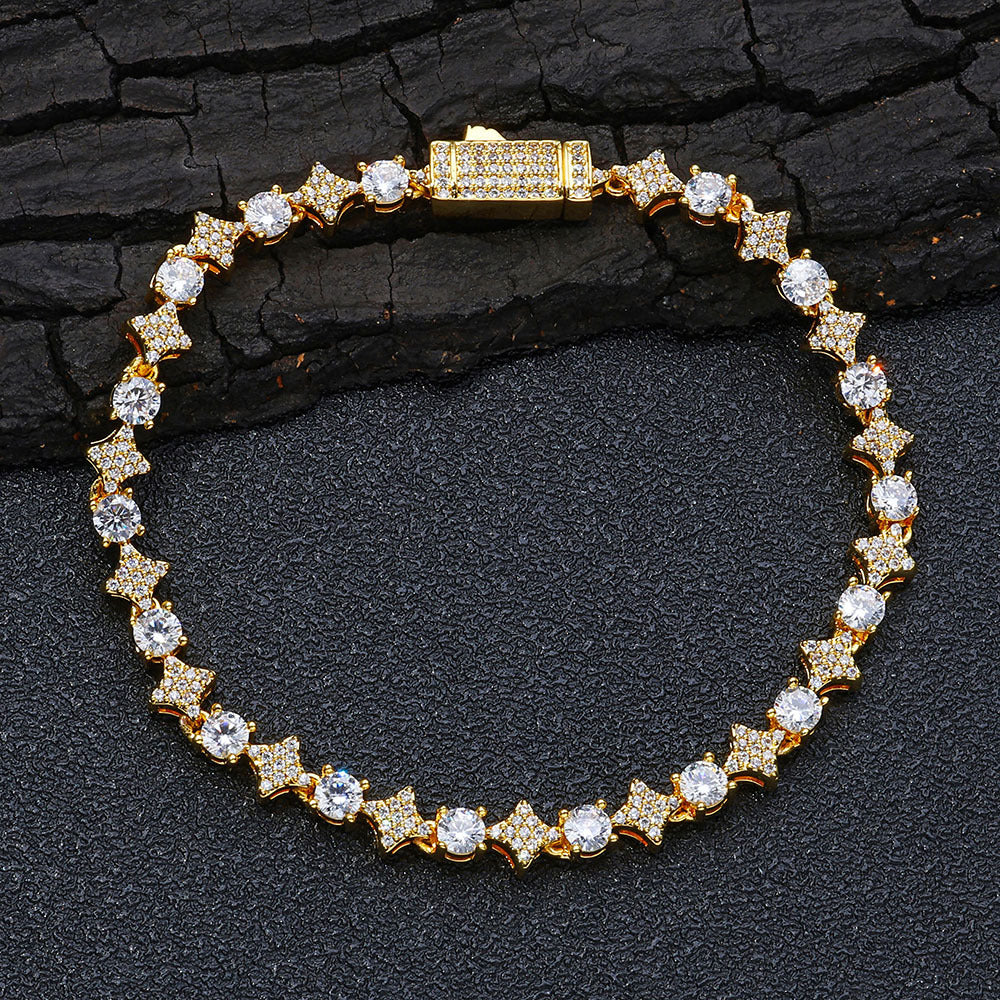 6mm Iced Out Star Tennis Chain and Bracelet Set