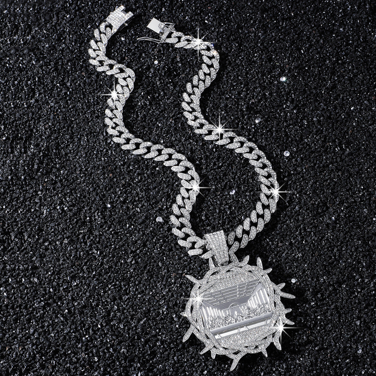Iced Crown of Thorns Last Supper Pendant