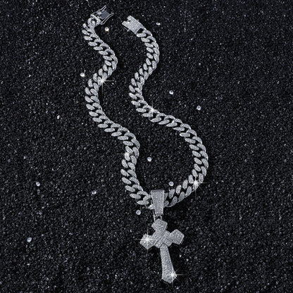 Iced Out Cross Pendant in Gold