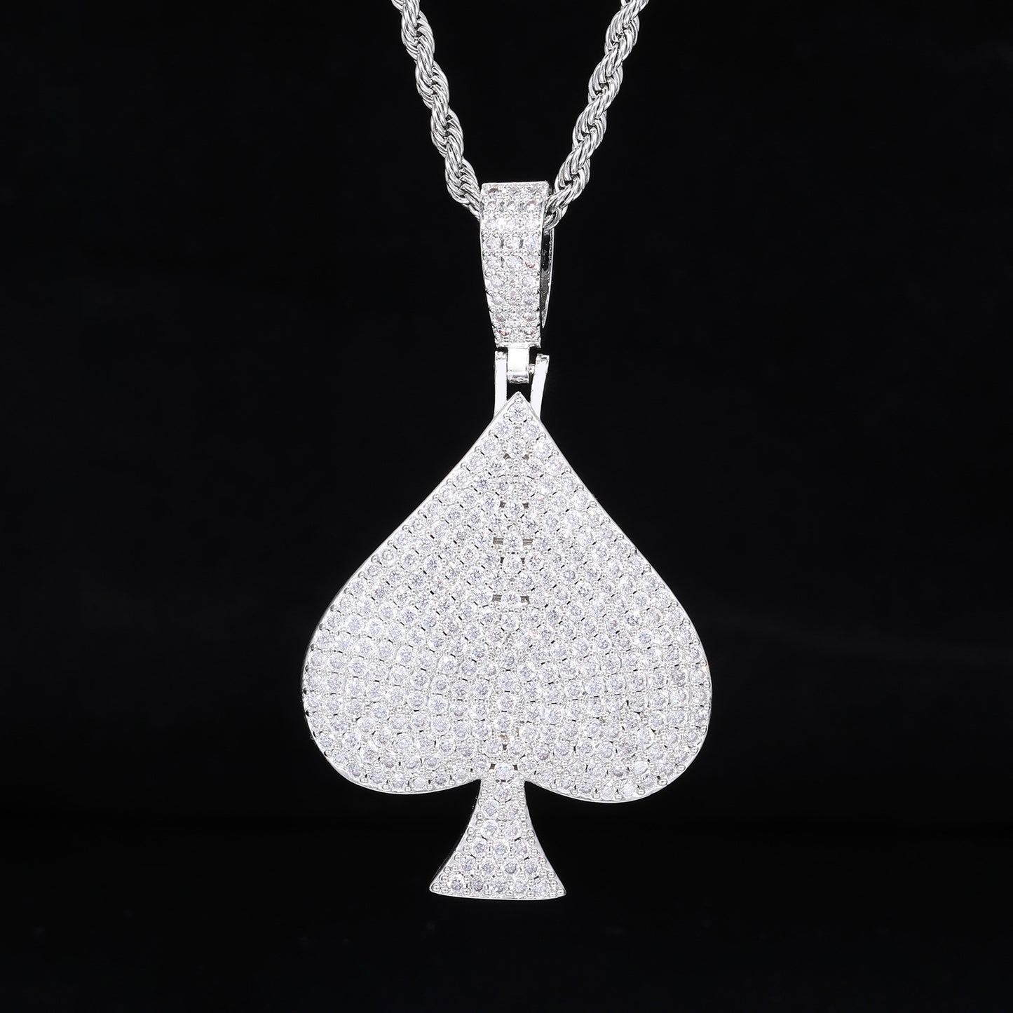 Iced Out Two-tone Aces Spade Pendant