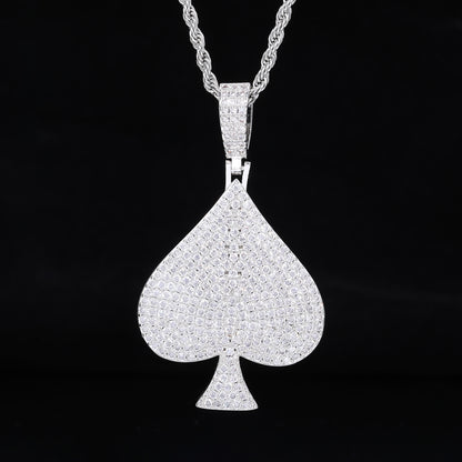 Iced Out Two-tone Aces Spade Pendant