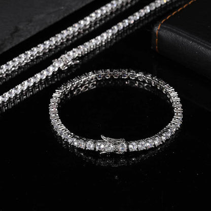 5mm 18K White Gold Tennis Chain and Bracelet Set