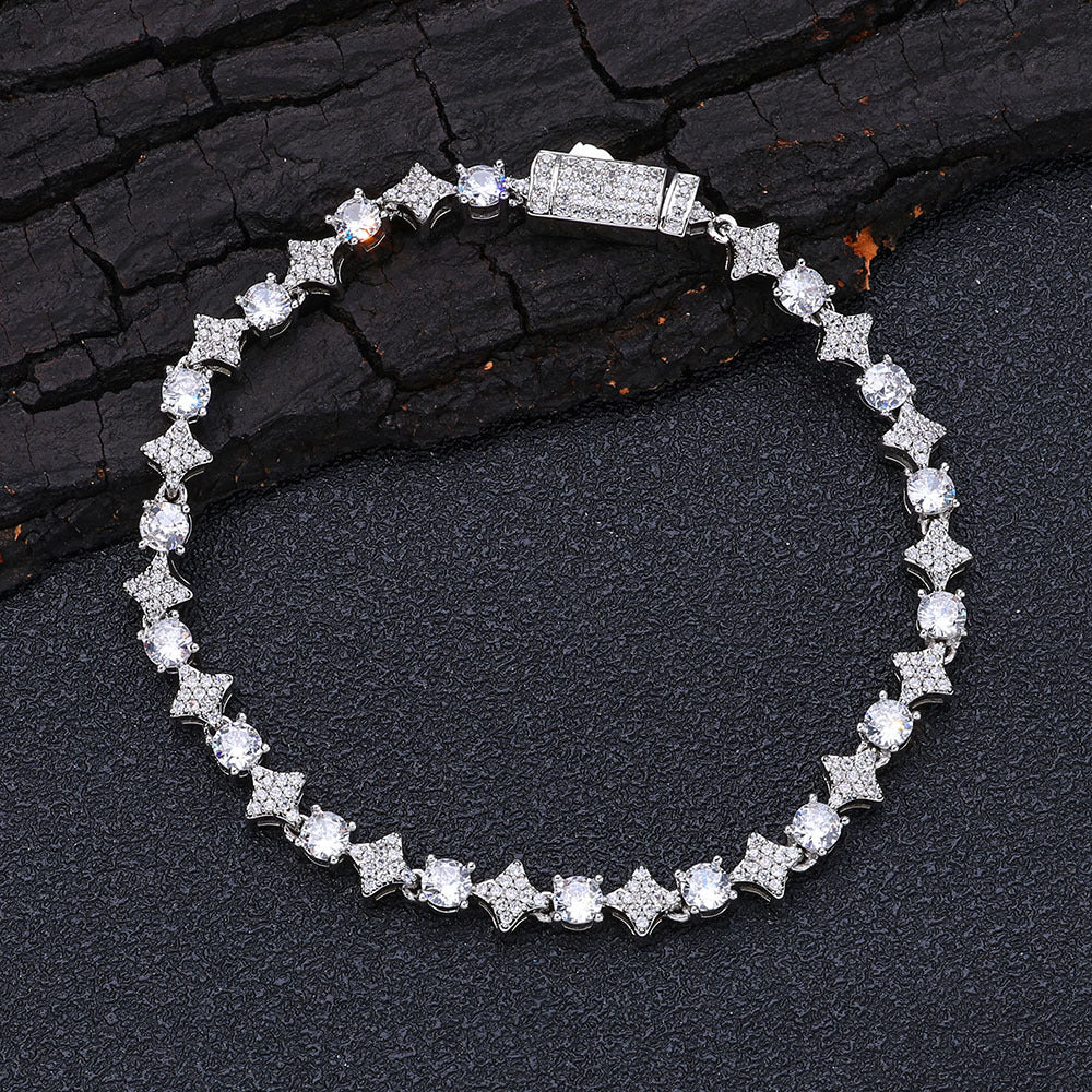 6mm Iced Out Star Tennis Chain and Bracelet Set