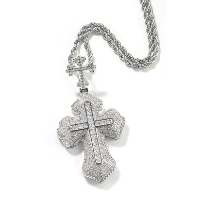 Iced Out Princess Cut Infinity Cross Pendant Necklace