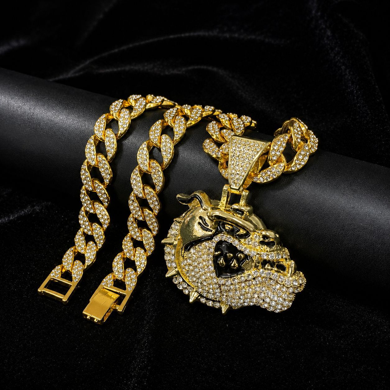 Iced Out Bulldog Head Pendant