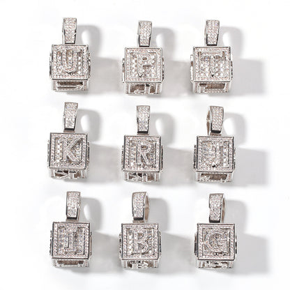 Iced Cube A to Z Letter Pendant in Gold
