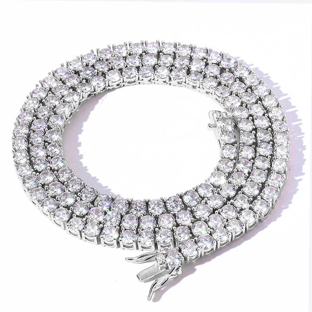5mm 18K White Gold Tennis Chain and Bracelet Set