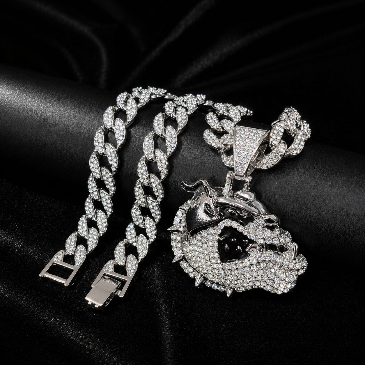 Iced Out Bulldog Head Pendant