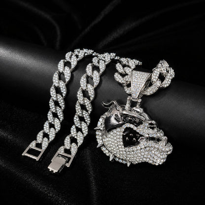 Iced Out Bulldog Head Pendant