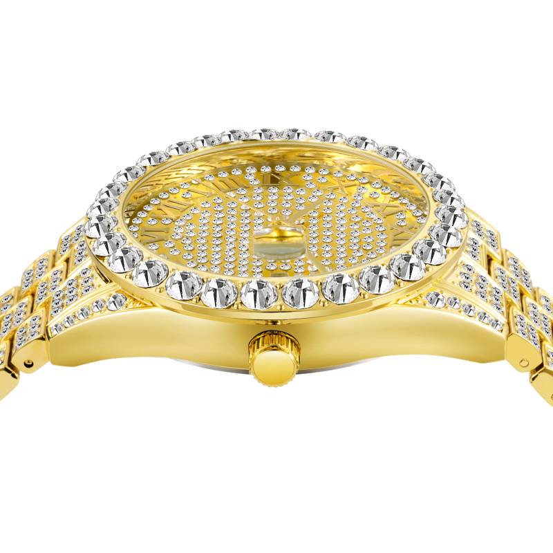 Iced Roman Numerals Men's Watch in Gold