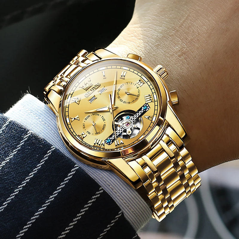 Automatic Mechanical Waterproof Stainless Steel Watch for Men