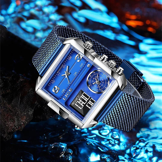 40mm Square Multifunctional Electronic Quartz Watch