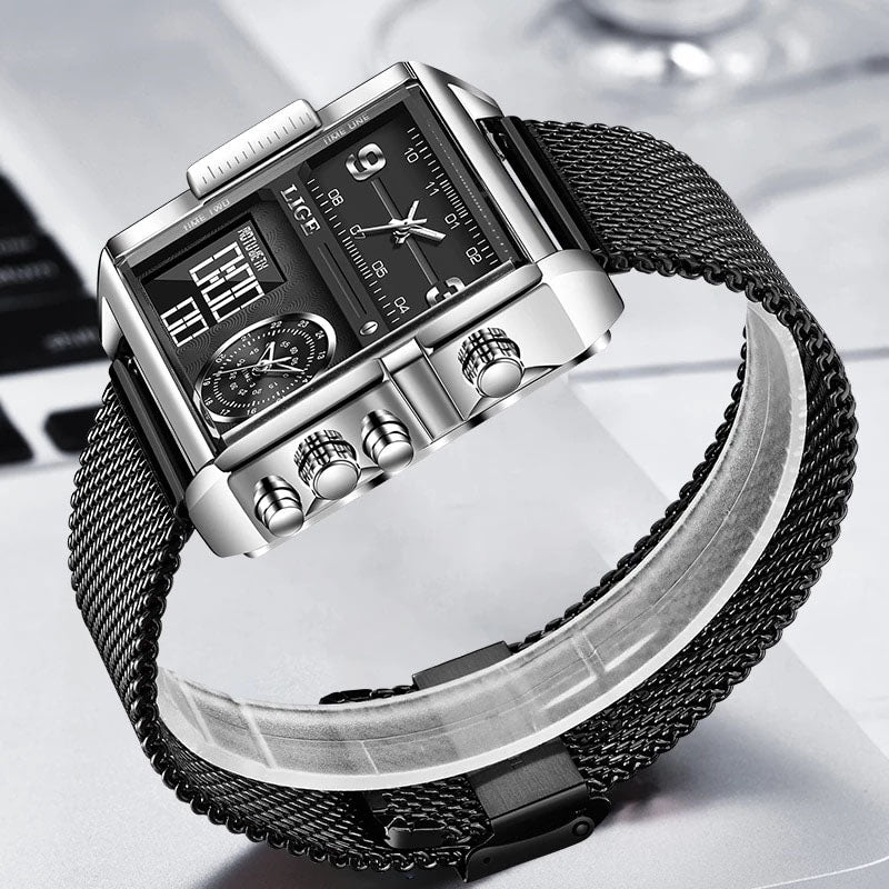 40mm Square Multifunctional Electronic Quartz Watch