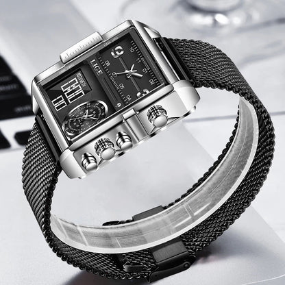 40mm Square Multifunctional Electronic Quartz Watch