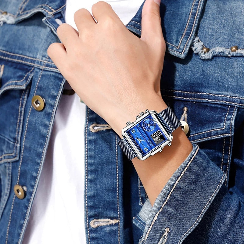 40mm Square Multifunctional Electronic Quartz Watch