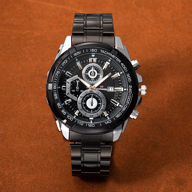47mm Stainless Steel Quartz Watch In Black Gold