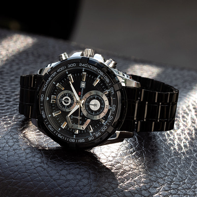 47mm Stainless Steel Quartz Watch In Black Gold