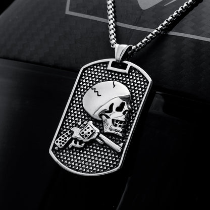 Gun Skull Stainless Steel Dog Tag