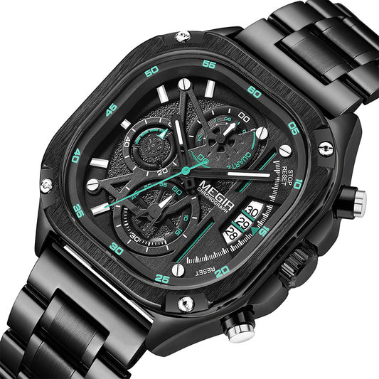 Multifunctional Waterproof Luminous Square Quartz Watch