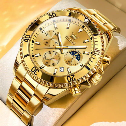 Multi-functional Waterproof Luminous Men's Quartz Stainless Steel Wrist Watch