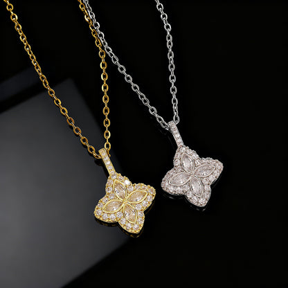 Iced Out Four Leaf Clover Pendant Necklace