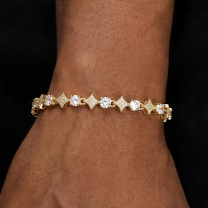 Iced Out Star Tennis Chain and Bracelet Set