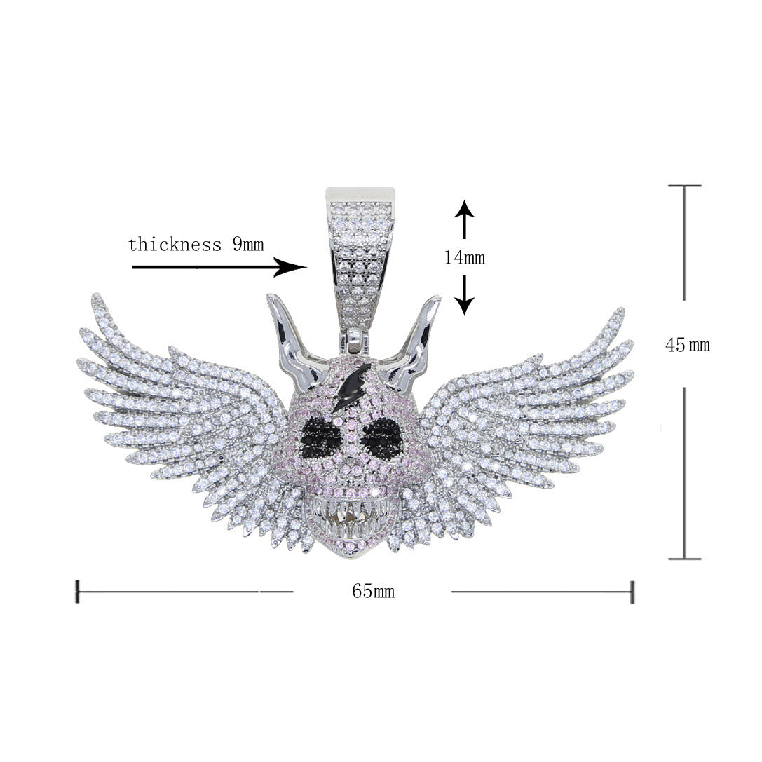 Iced Out Skull Head Wings Pendant