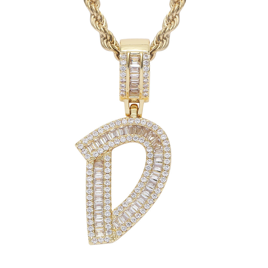 Iced Baguette Letters Pendant in Gold