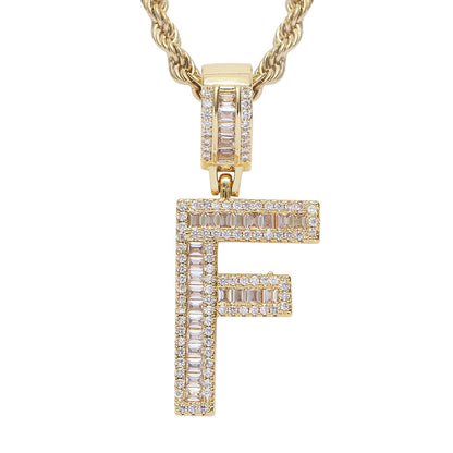 Iced Baguette Letters Pendant in Gold