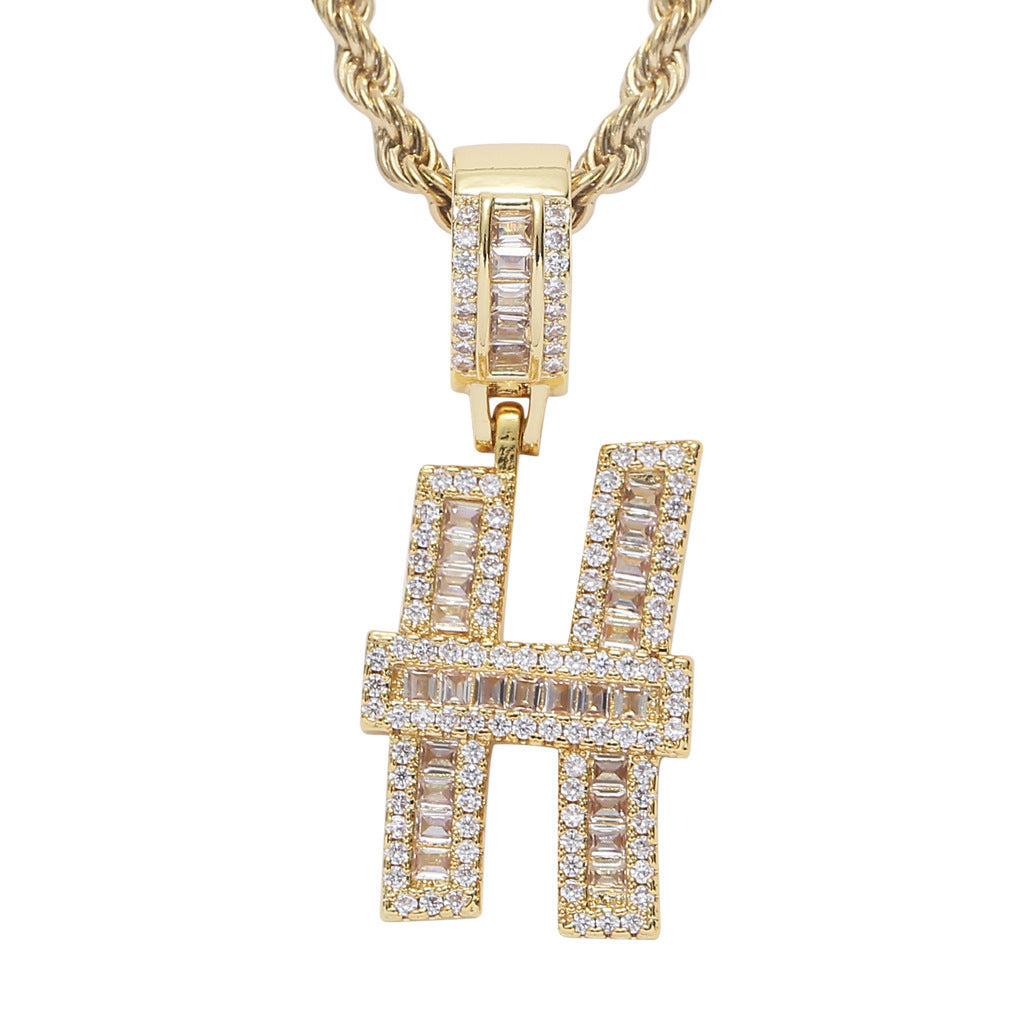 Iced Baguette Letters Pendant in Gold
