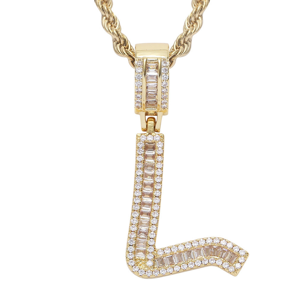 Iced Baguette Letters Pendant in Gold
